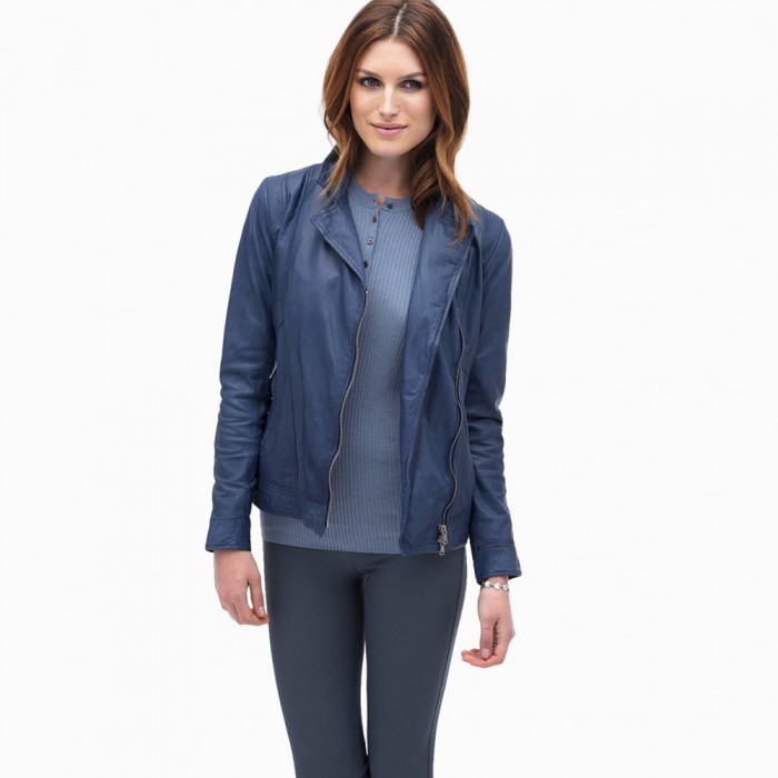 Blueish Sheep Women Leather Jacket