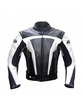 Grey Black Biker Leather Jacket