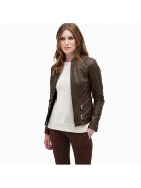 Stylish Brown Women Leather Jacket